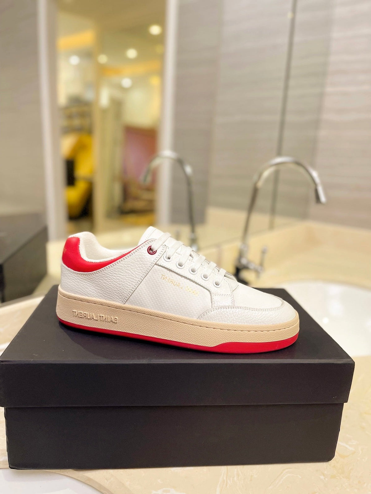 SL SL/61 SNEAKERS WHITE AND RED CALFSKIN