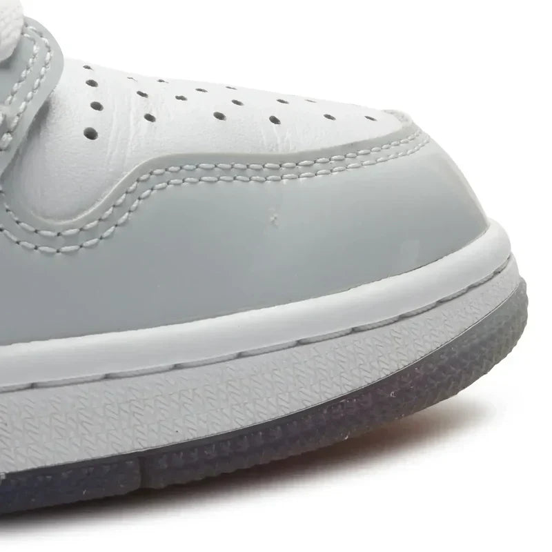 Nike Air Jordan 1 Retro White Light Gray Patent Leather Cowhide
