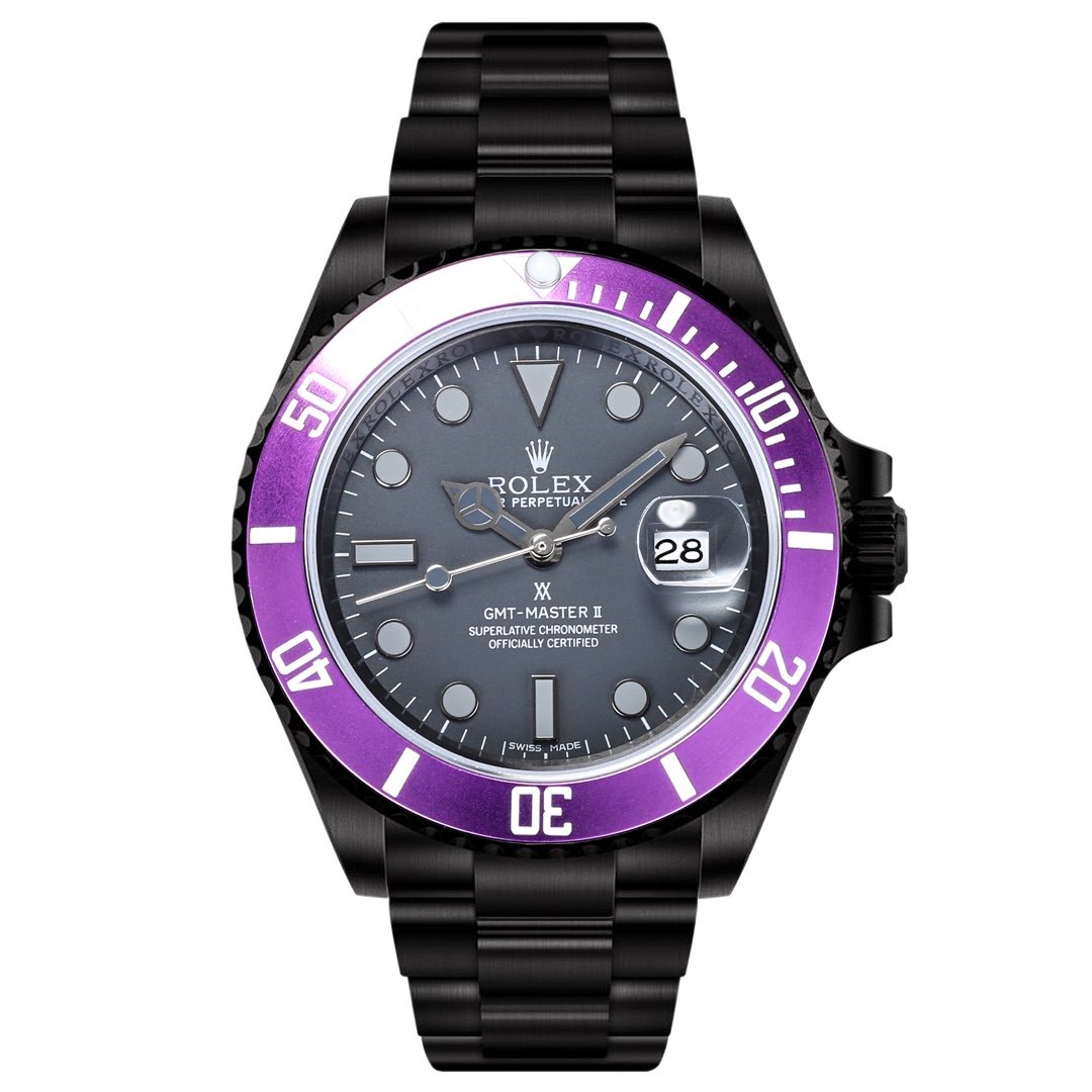 GMT - MASTER II CUSTOM BLACK CASE PURPLE BEZEL