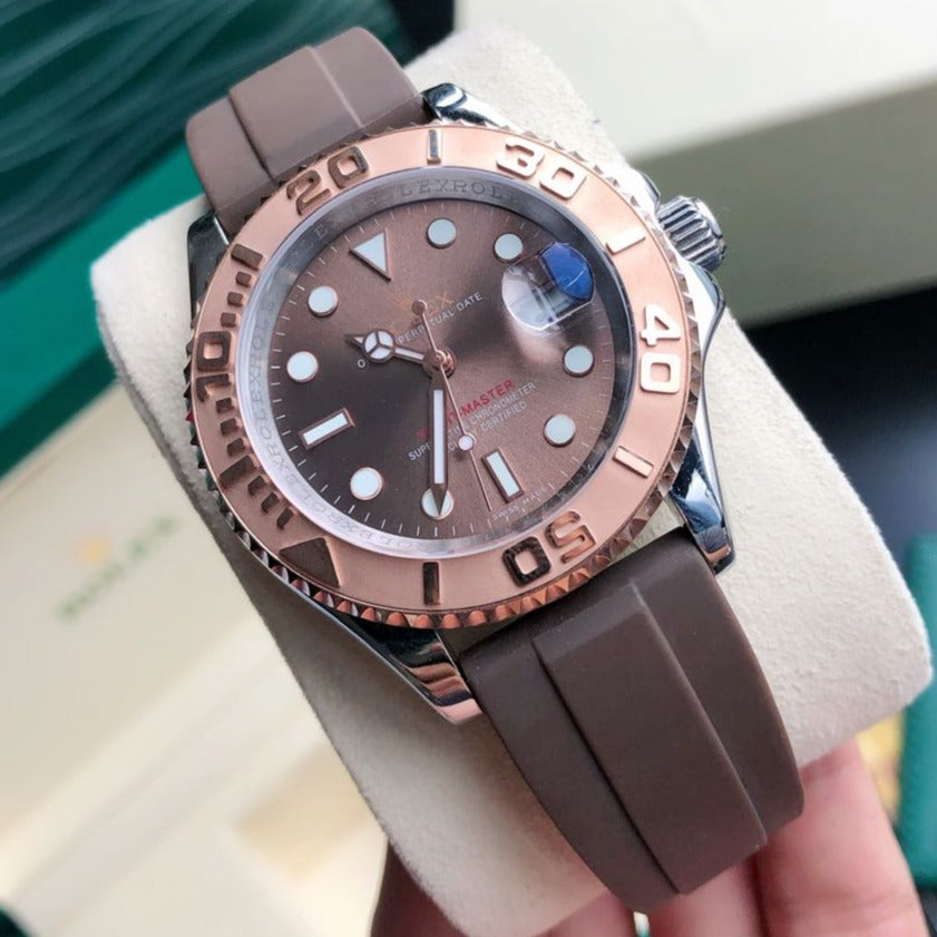 YACHT-MASTE EVEROSE GOLD BROWN DIAL RUBBER