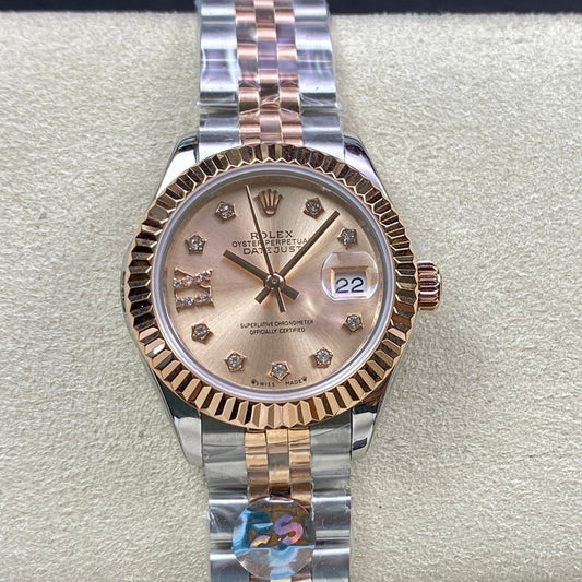 DATEJUST 28 TWO-TONE PINK GOLD STEEL