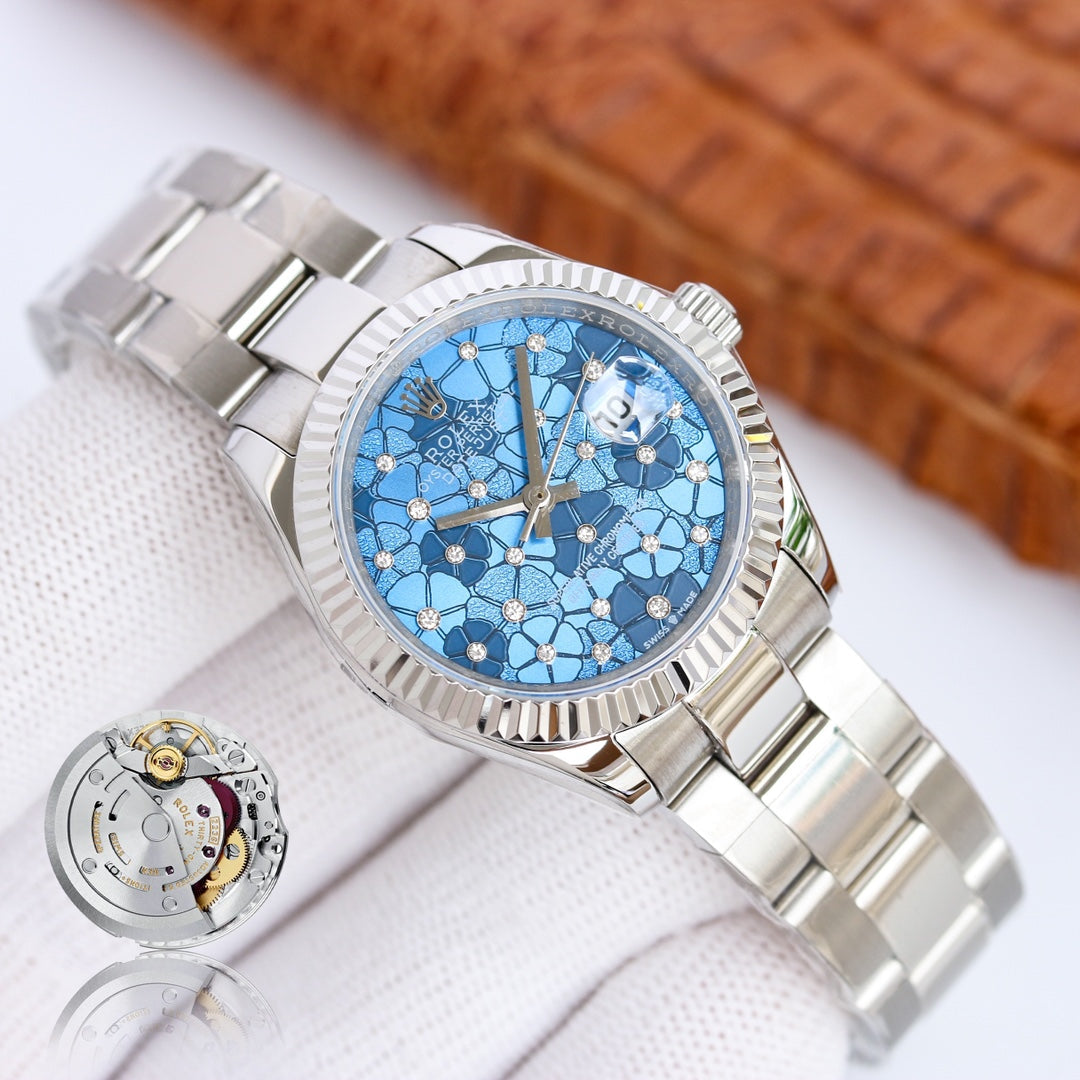 DATEJUST 31 SILVER BLUE FLOWER DIAL