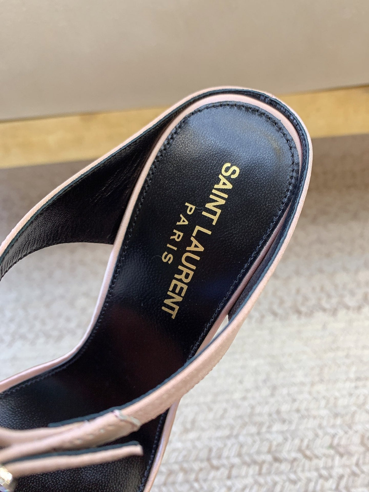 GAP CRYSTAL-BUCKLE SLIDE SANDALS IN LIGHT PINK SILK