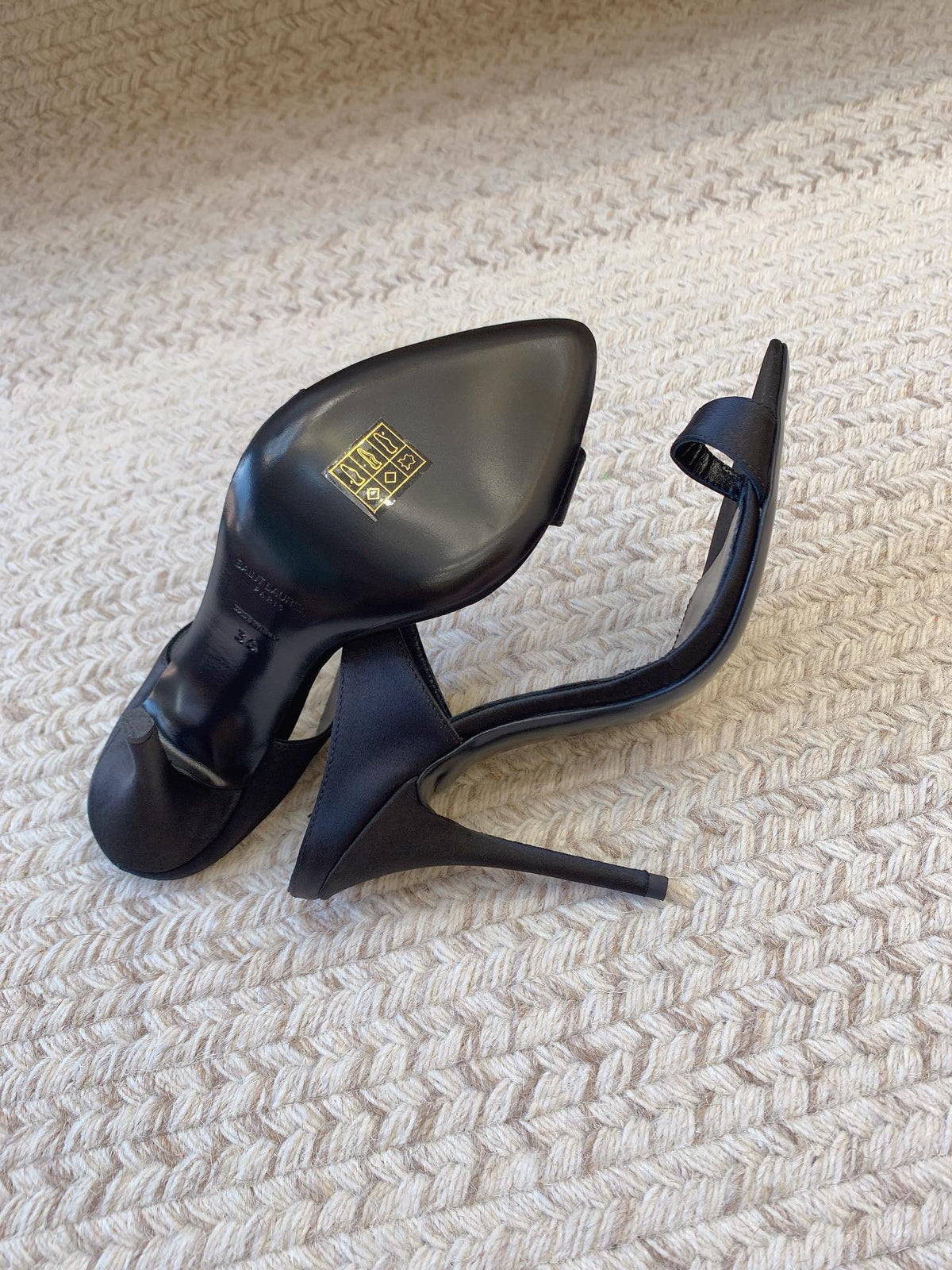 GAP CRYSTAL-BUCKLE SLIDE SANDALS IN BLACK SILK