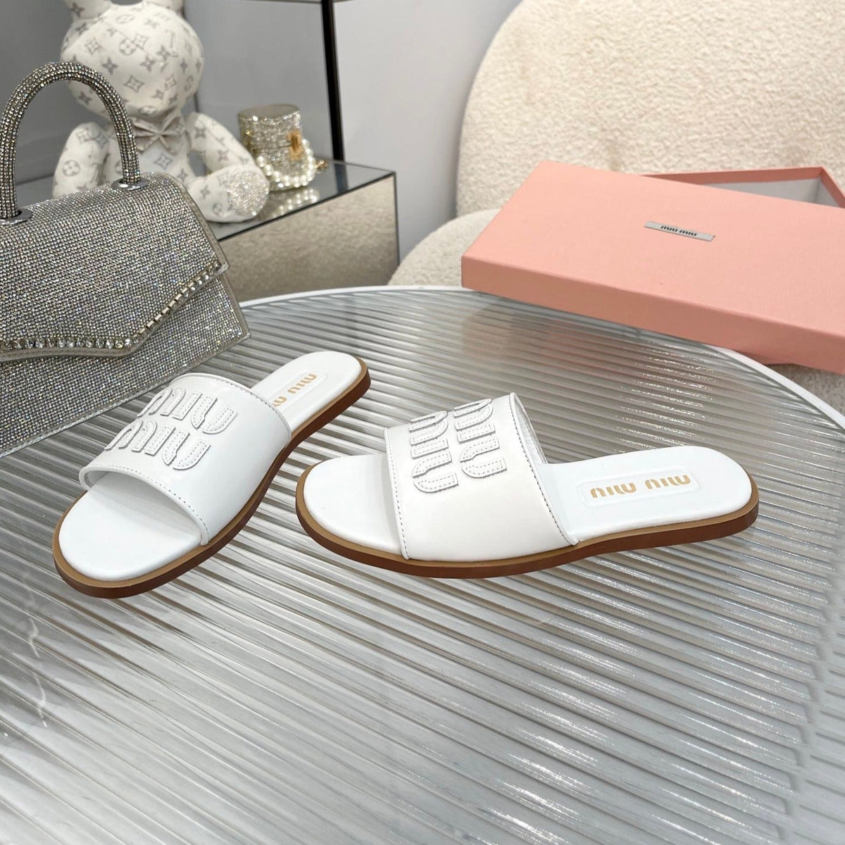 Slippers White Leather