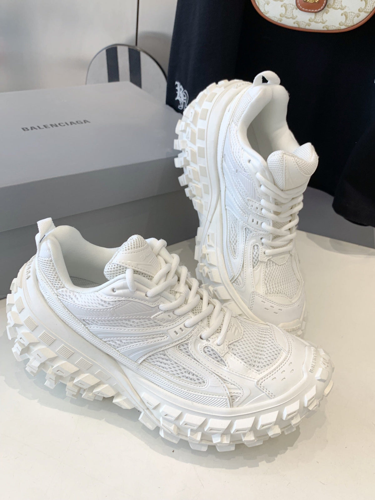 CHUNKY SNEAKERS IN WHITE POLYURETHANE, POLYESTER AND NYLON