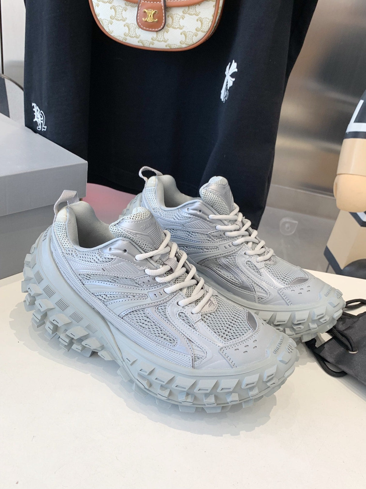 CHUNKY SNEAKERS IN BOMBAY GRAY POLYURETHANE, POLYESTER AND NYLON