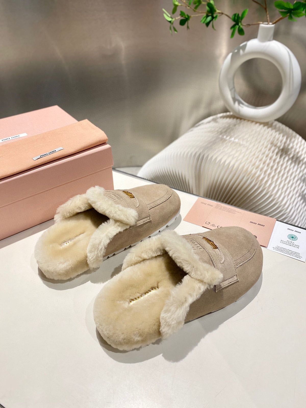 MULES SLIPPERS SHEEPWOOL SUEDE GREY