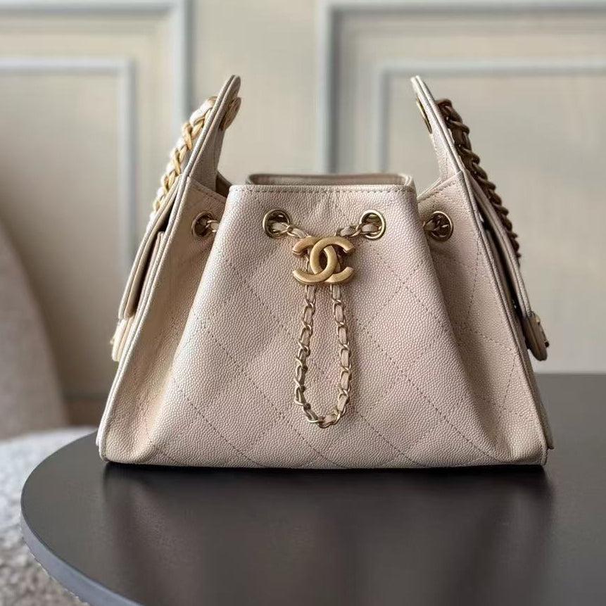 Chanel 2026 Hobo Bag 22cm Nude Calfskin