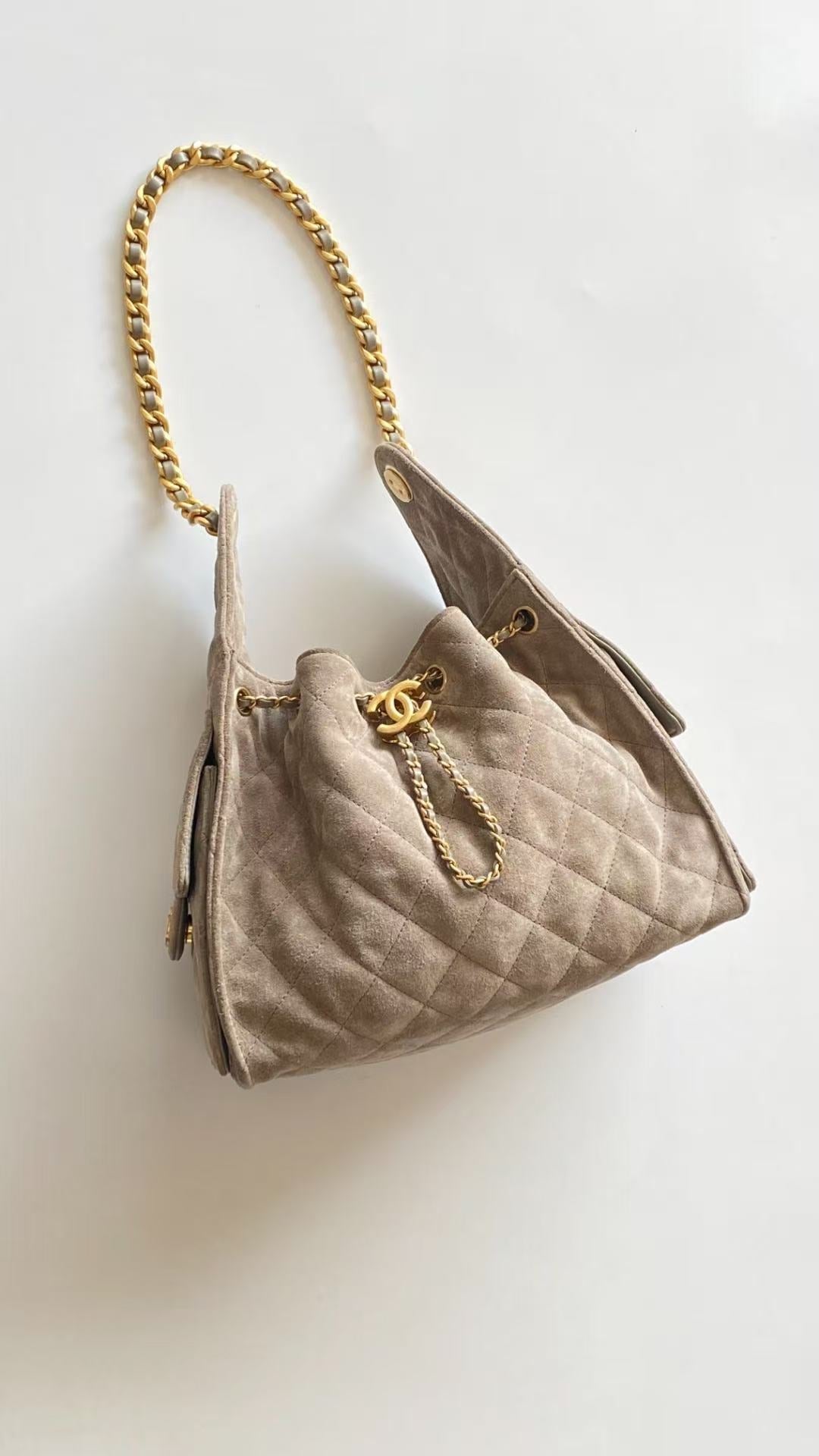 Chanel 2026 Hobo Bag 30cm Beige Suede