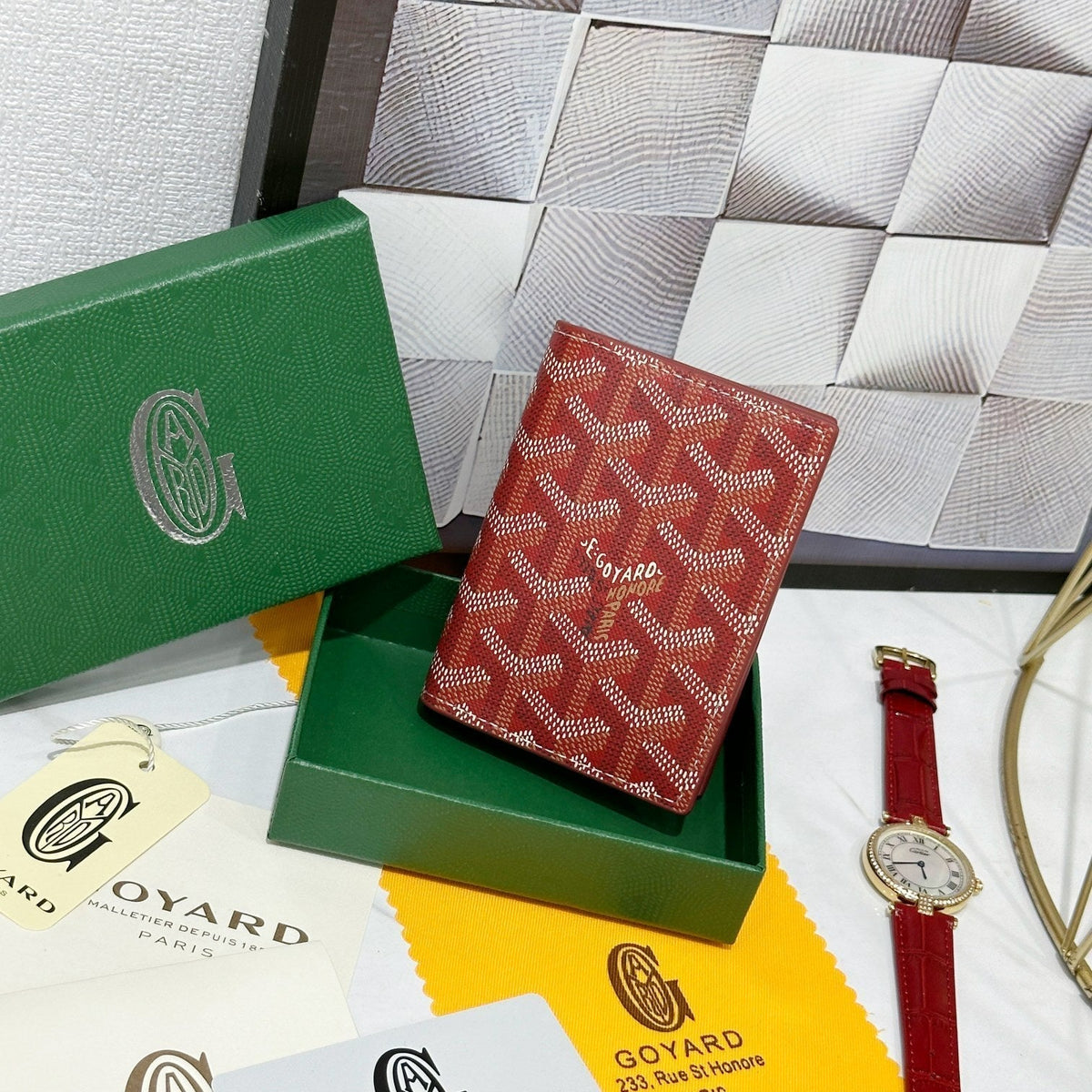 Goyard 2026 Saint-Marc Card Holder 10.7cm Cowhide Canvas 138404