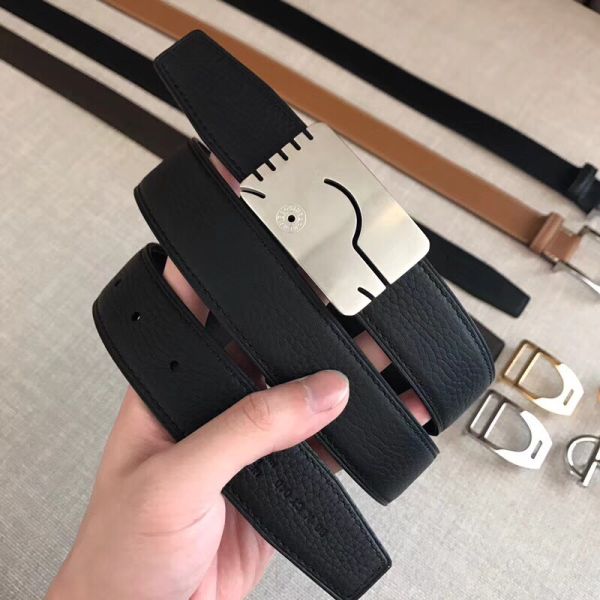 HERM Black A Cheval Belt Buckle 32 MM Reversible Leather