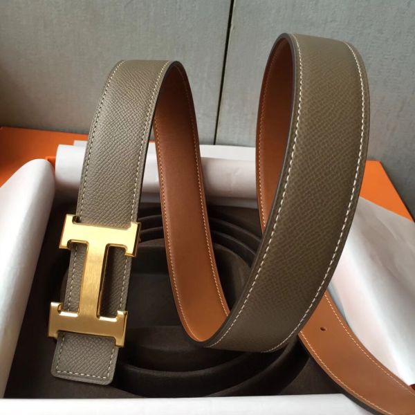 HERM H Belt Buckle & Taupe Epsom 32 MM Strap