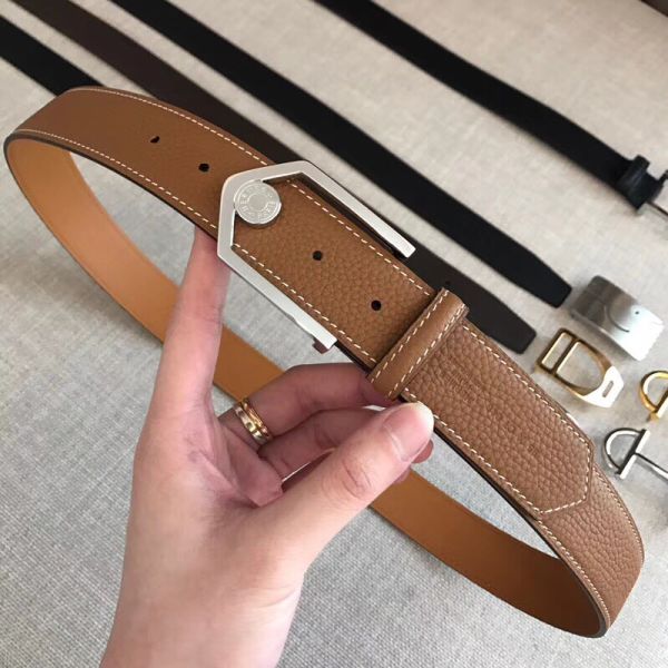 HERM Brown Licol 40 MM Reversible Leather Belt