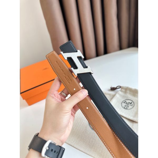 HERM H Speed Reversible Belt 32MM in Gold Epsom Calfskin