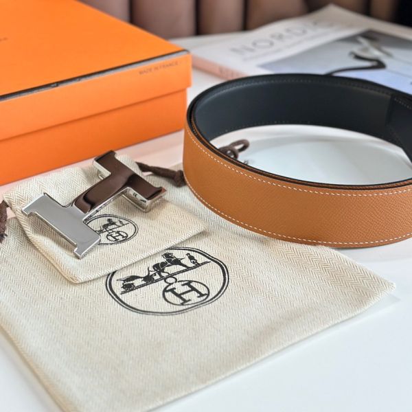 HERM Constance Reversible Belt 38MM in Gold Epsom Calfskin