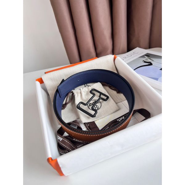 HERM Tonight Reversible Matte Belt 38MM in Blue and Gold Epsom Calfskin