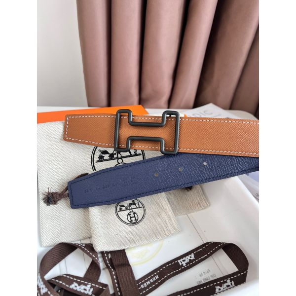 HERM Tonight Reversible Matte Belt 38MM in Blue and Gold Epsom Calfskin
