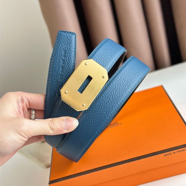 HERM Neo Reversible Belt 32MM in Blue Clemence Leather