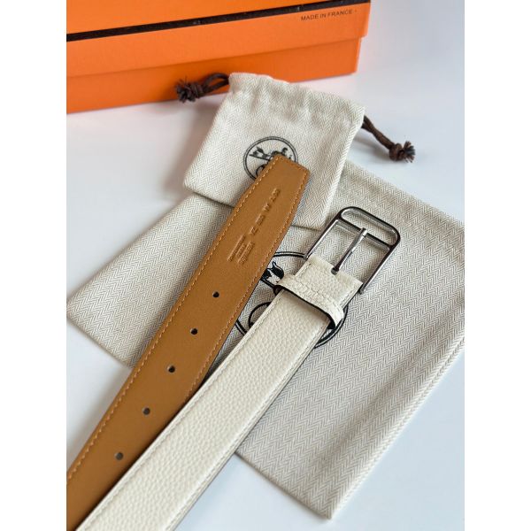 HERM Romain 35MM Belt in Craie Clemence Leather