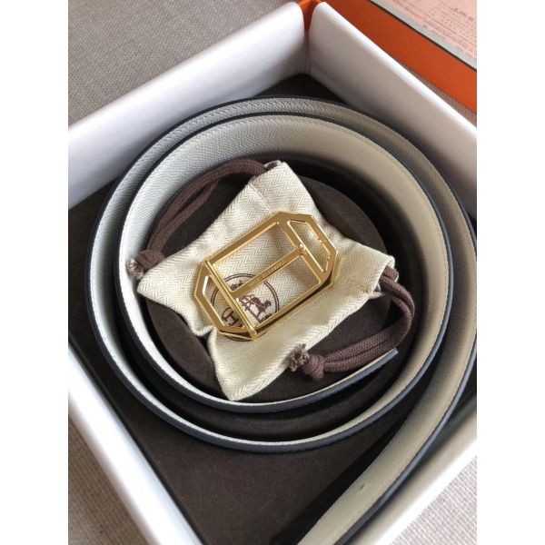 HERM Pad Reversible Belt In Black/White Epsom Leather