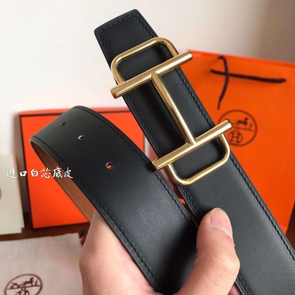 HERM Royal 38MM Reversible Belt In Brown Clemence Leather