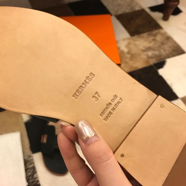 HERM Oran Slide Sandals In Black Clemence Leather
