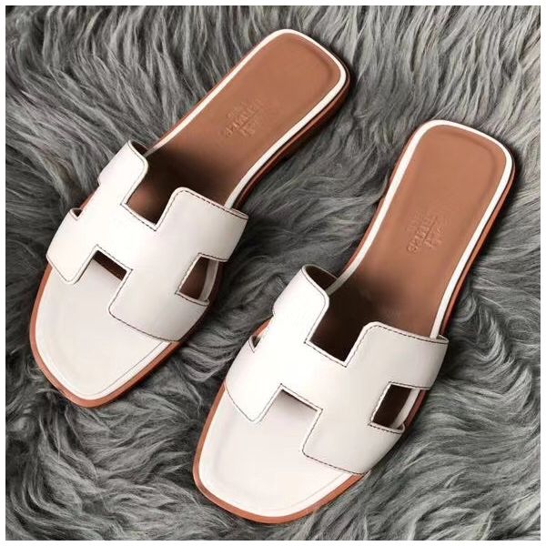 HERM Oran Sandals In White Swift Leather