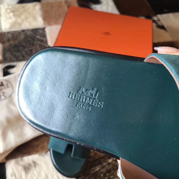 HERM Izmir Sandals In Green Suede Leather