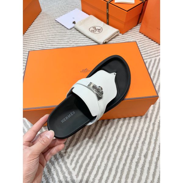 HERM Empire Sandals in White Calfskin