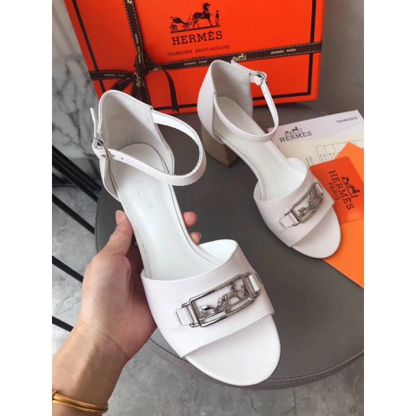 HERM Viaggio 60MM Sandals In White Leather