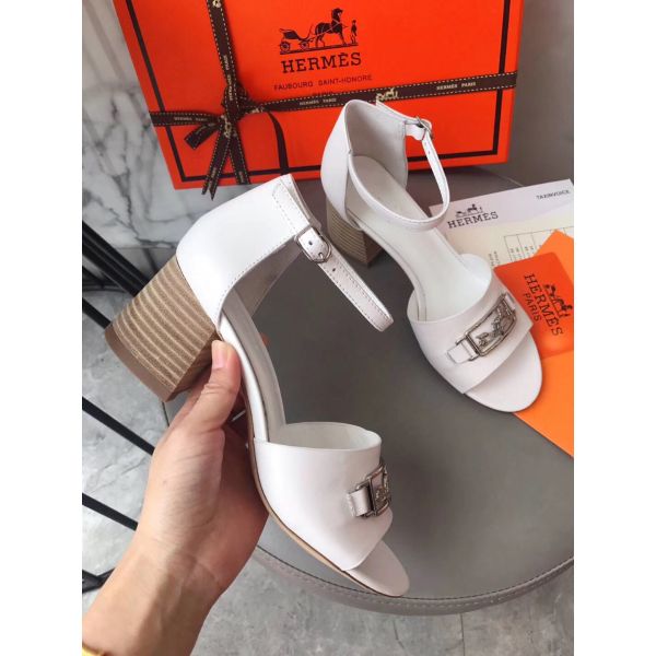 HERM Viaggio 60MM Sandals In White Leather
