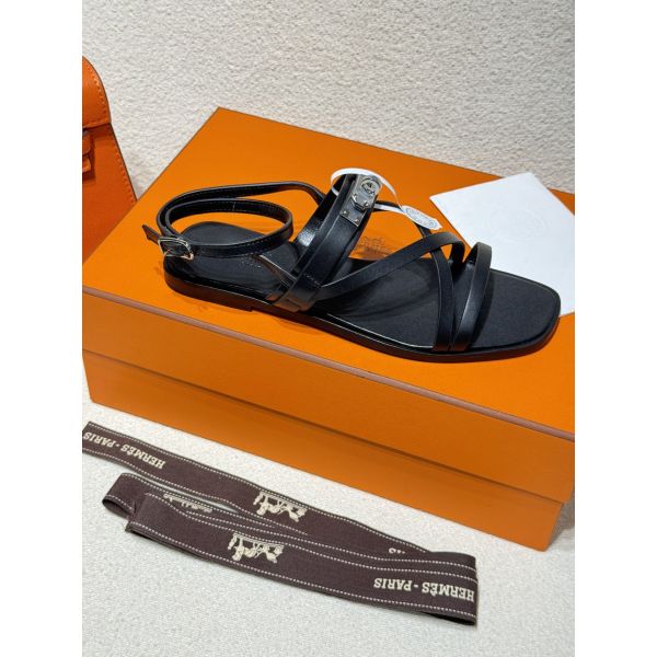 HERM June Sandals in Black Leather
