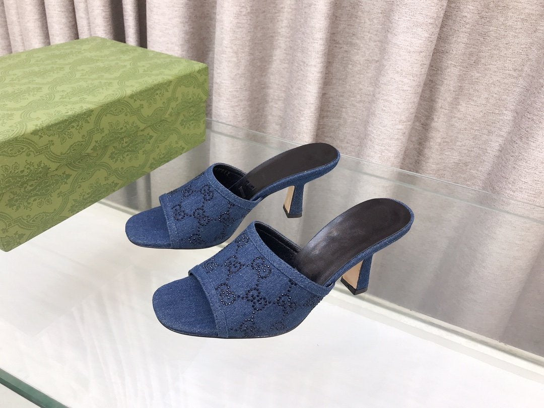 GG HIGH-HEELED SANDALS WITH DOUBLE G EMBELLISHMENTS