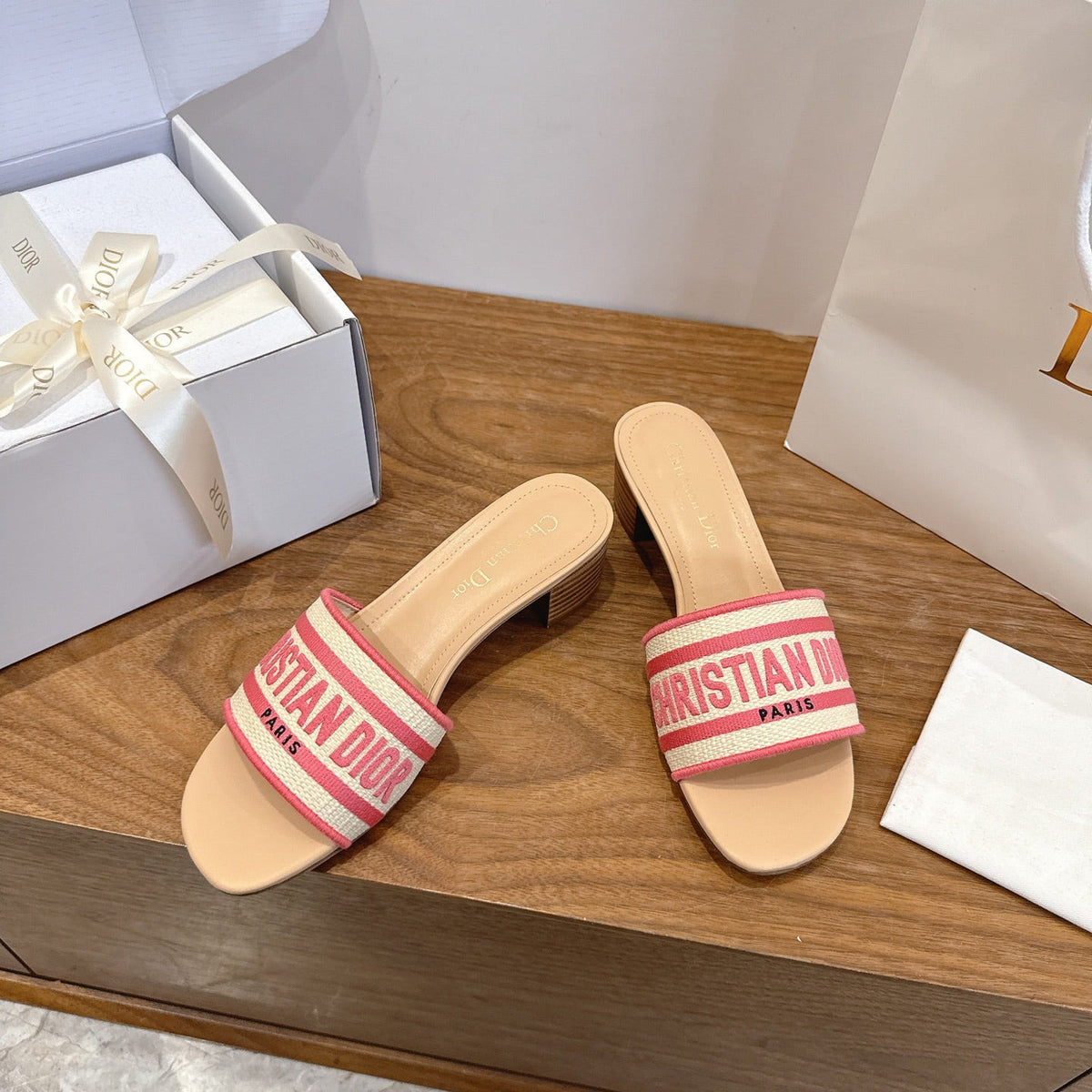 CD 26s Embroidered Sandals 45 Canvas Cowhide 685471