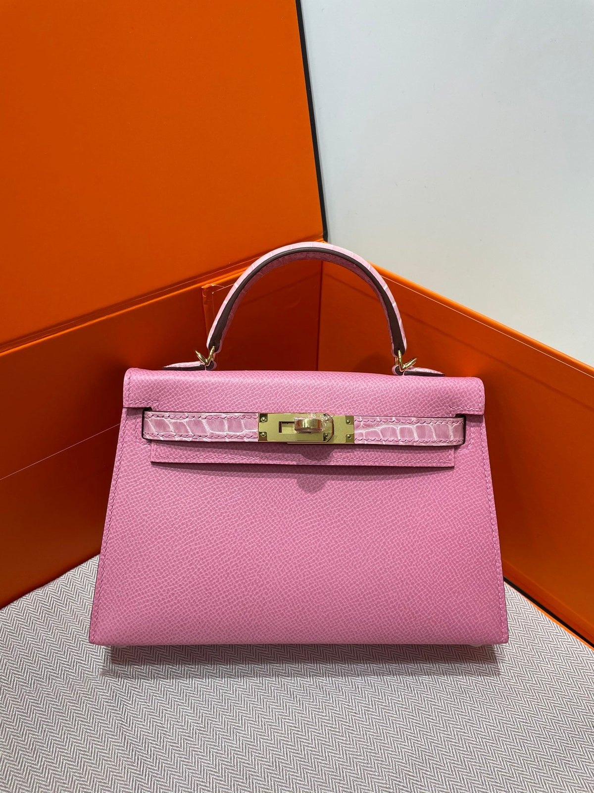 High-end Hermes 2026 Mini Kelly Bag 19cm Crocodile/Epsom Leather