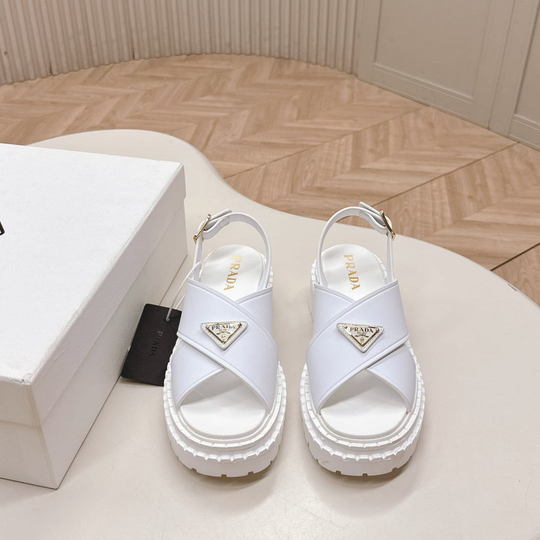 PRA 26S Platform Sandals White Cowhide 600564