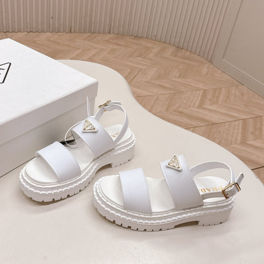 PRA 26S Platform Sandals White Cowhide 600567
