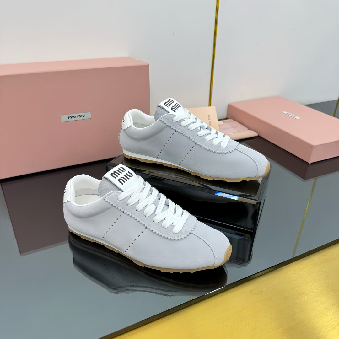 PLUME NAPPA SNEAKERS IN LIGHT GREY CALFSKIN