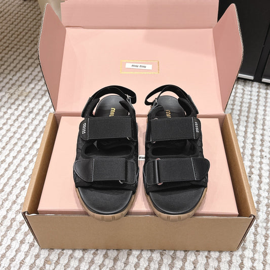 MIU 26 Platform Sandals Black Leather 632329