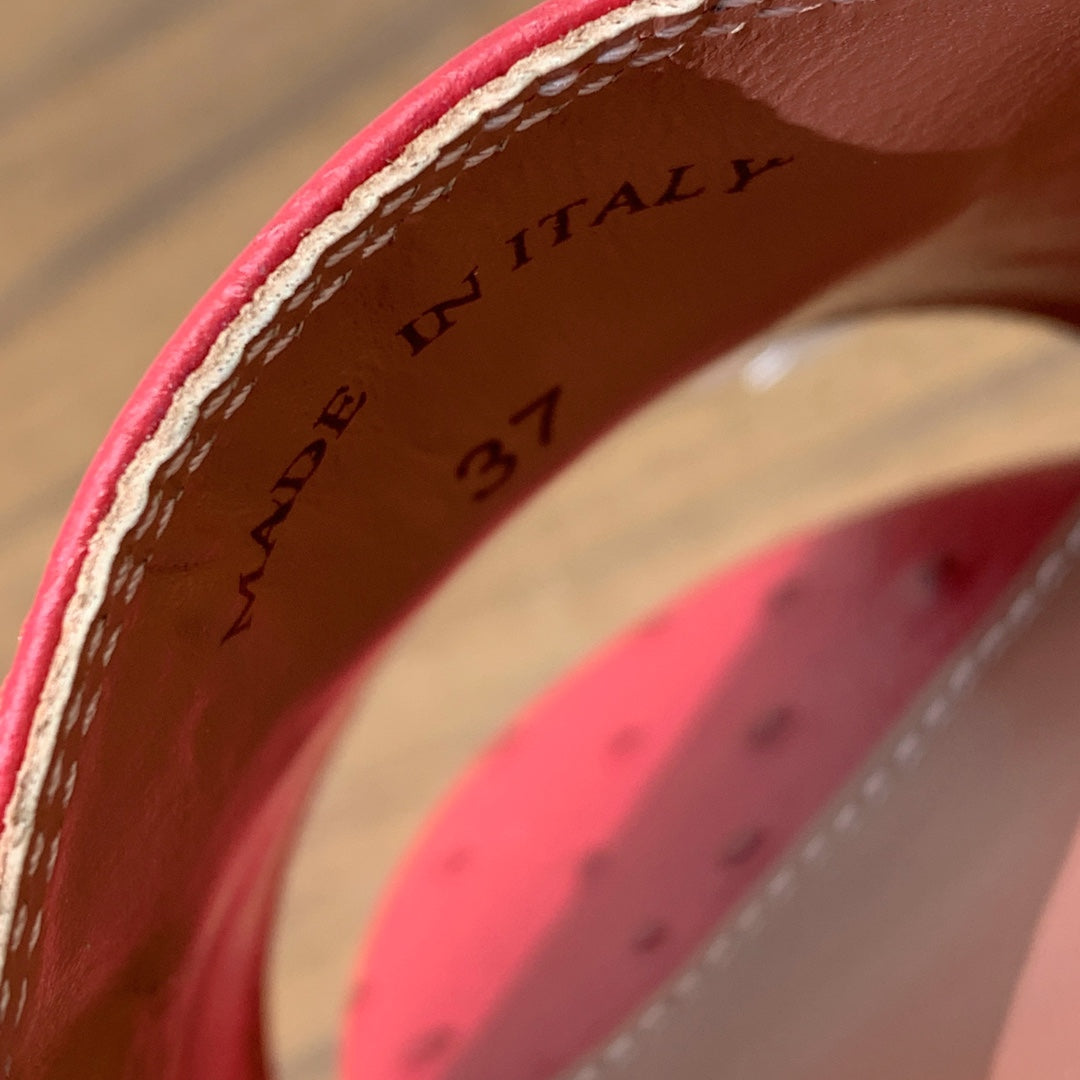 FLAT SLIPPERS IN RED LAMBSKIN OSTRICH SKIN