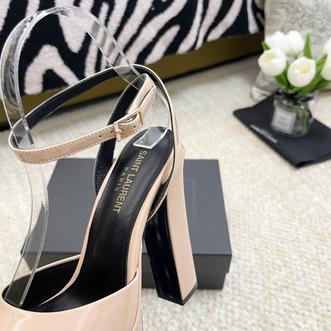 SL JODIE PLATFORM SANDALS BISQUE POLISHED CALFSKIN