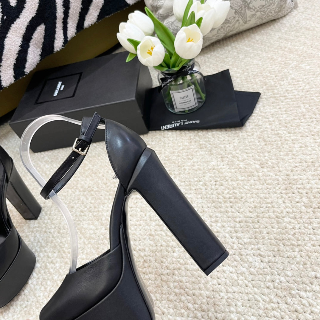SL JODIE PLATFORM SANDALS BLACK CALFSKIN