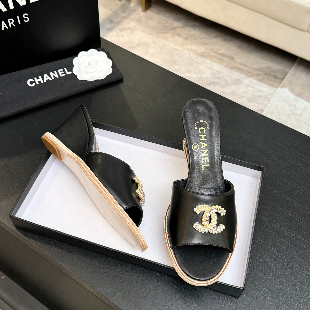 CC 2026 Wedge Sandals 65 Black Lambskin 667766