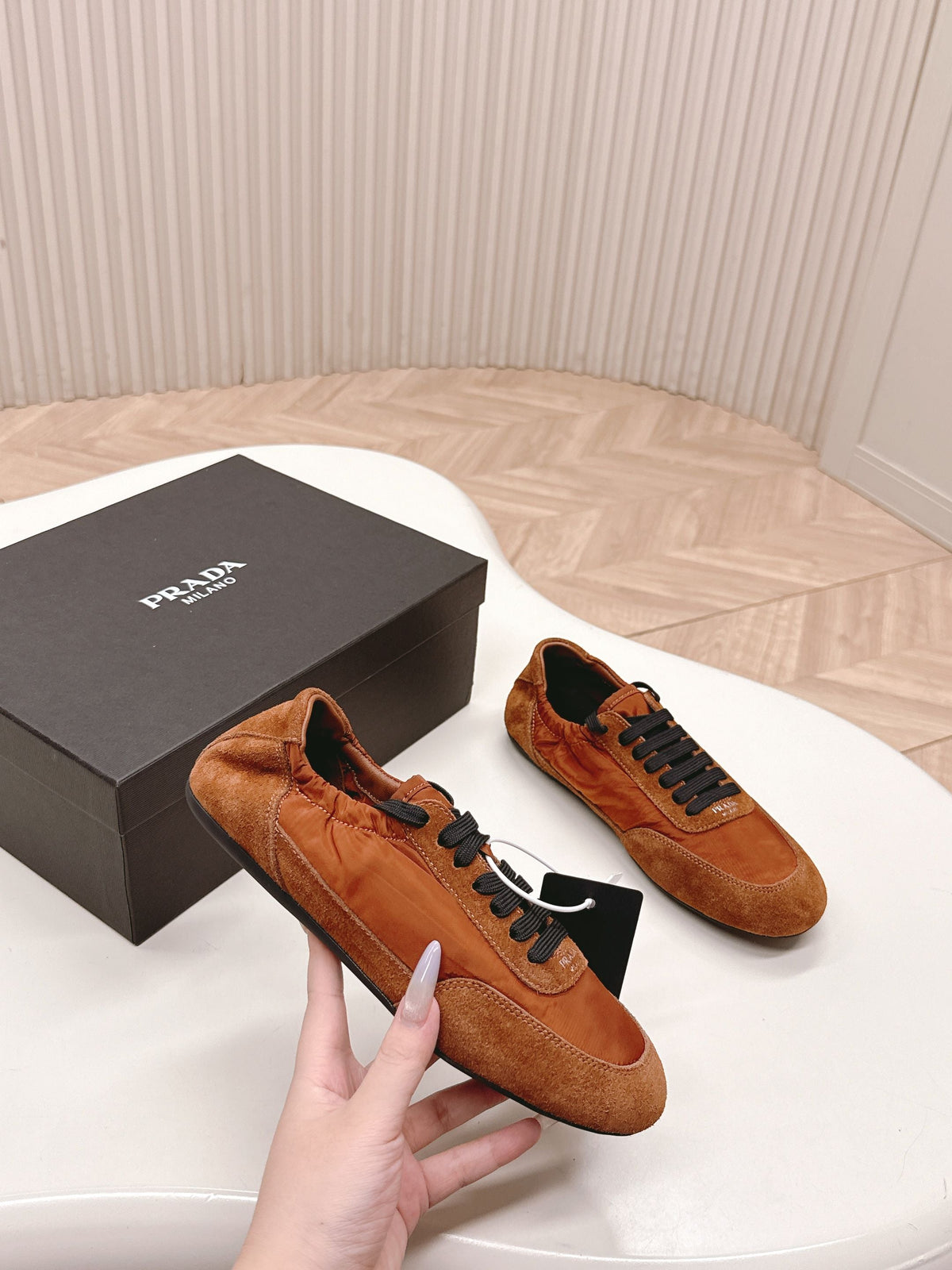 PRA 26S Sneaker Camel Brown Suede Canvas 600605