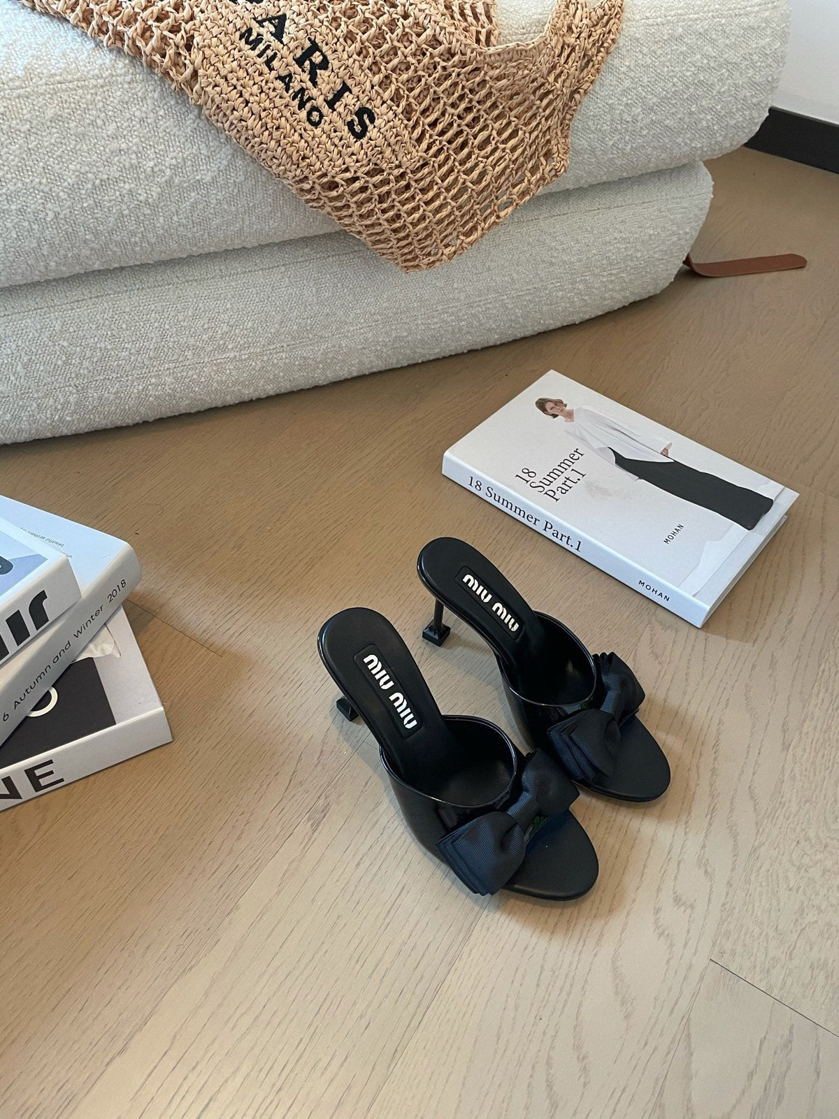 Black High - Heels With Black Bow Calfskin