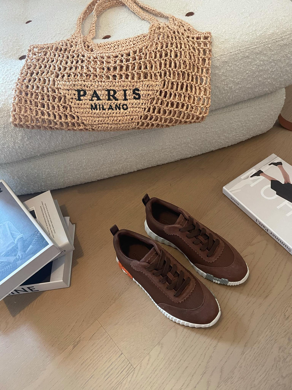 BOUNCING SNEAKERS BROWN CALFSKIN WITH BROWN LACES