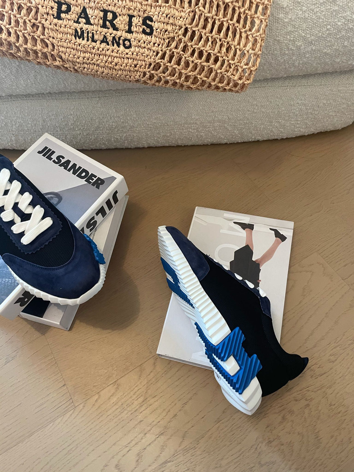 BOUNCING SNEAKERS BLACK MIX CHARCOAL BLUE CALFSKIN