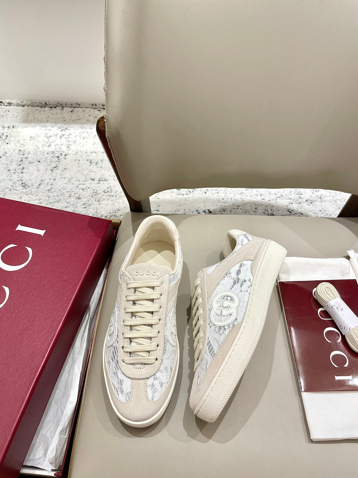 GG 26 Sneaker Light Beige Canvas Suede 632819