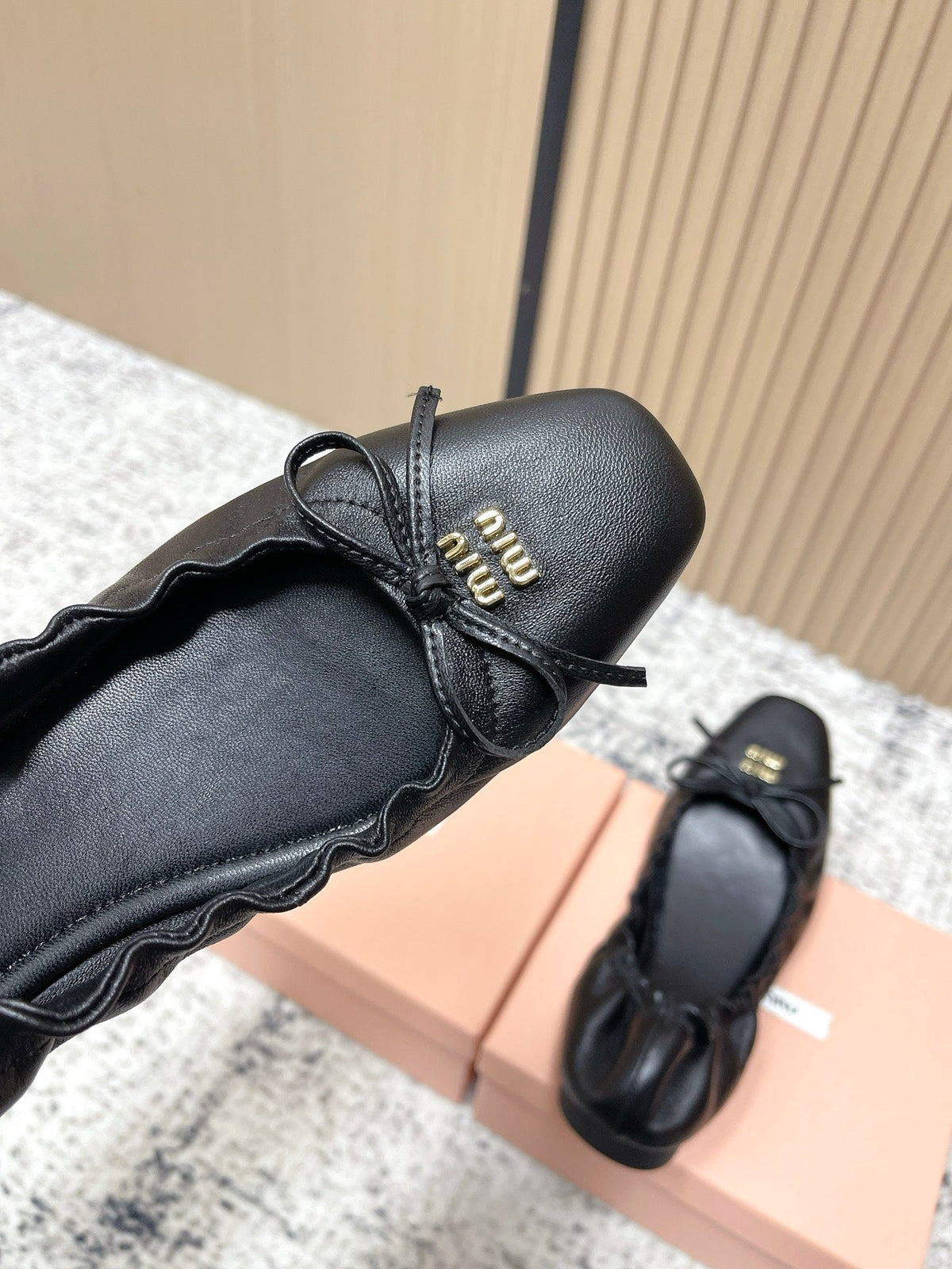 Miu  Mary Jane Flat Black Sheepskin 591572